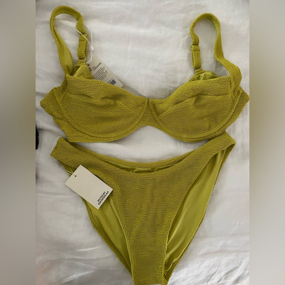Monday Swimwear Sorrento Top VVV & Seychelles Bottom VV in Lemongrass